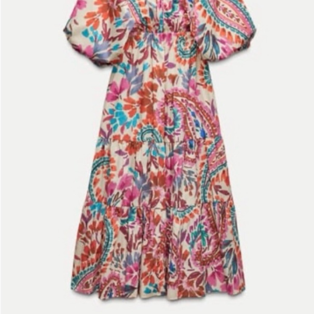 ZARA FLORAL PRINTED MULTICOLOR MAXI DRESS LARGE